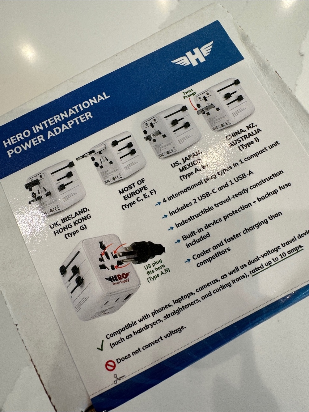 Hero International Power Adapter - White